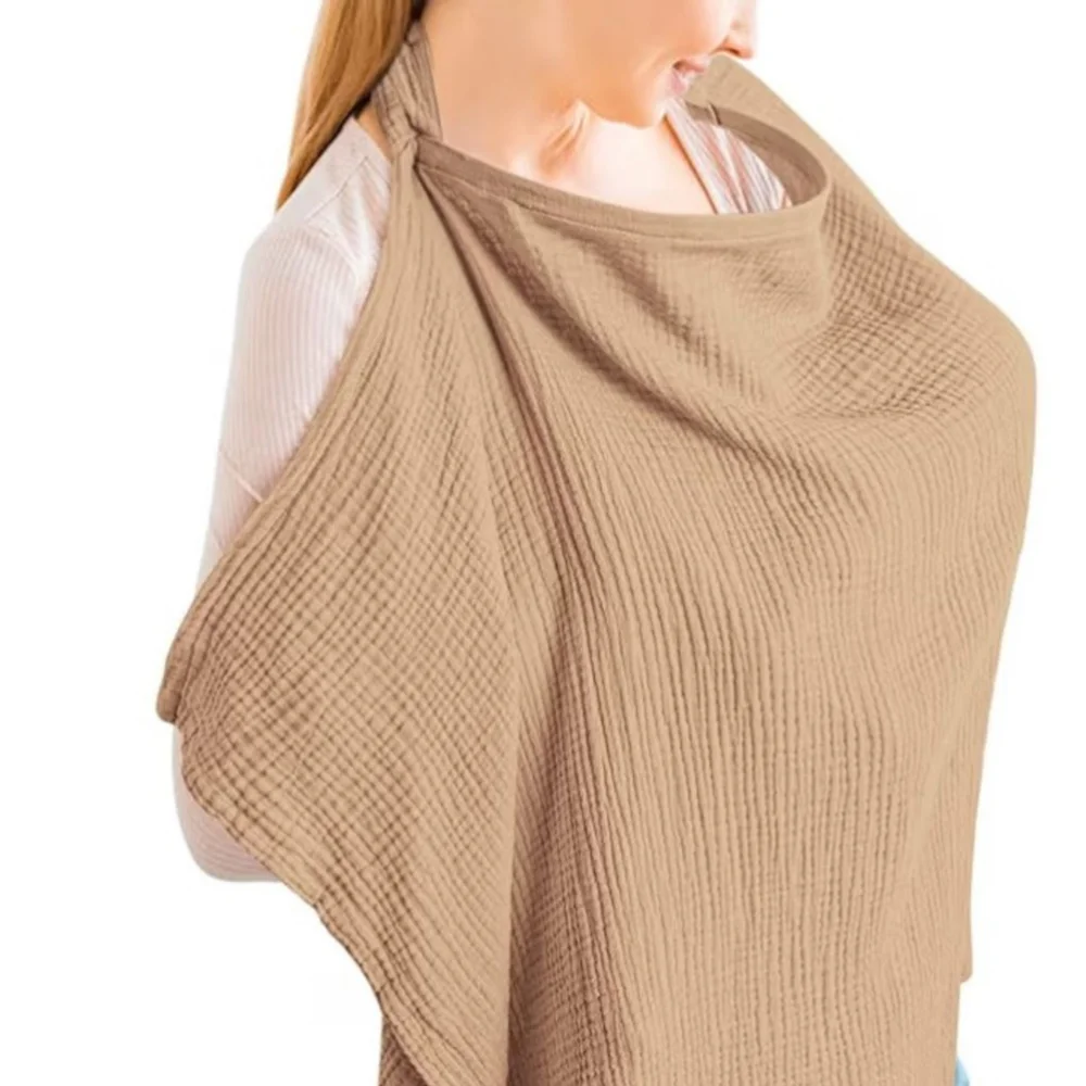 Women's KONSSY Beige One Size Muslin Nursing Cover Breathable Super Soft
